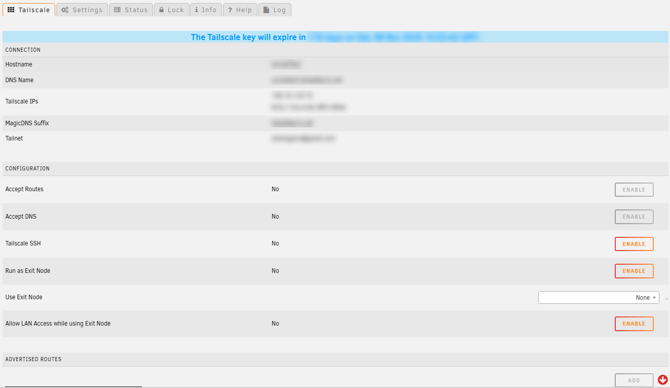 Tailscale Settings