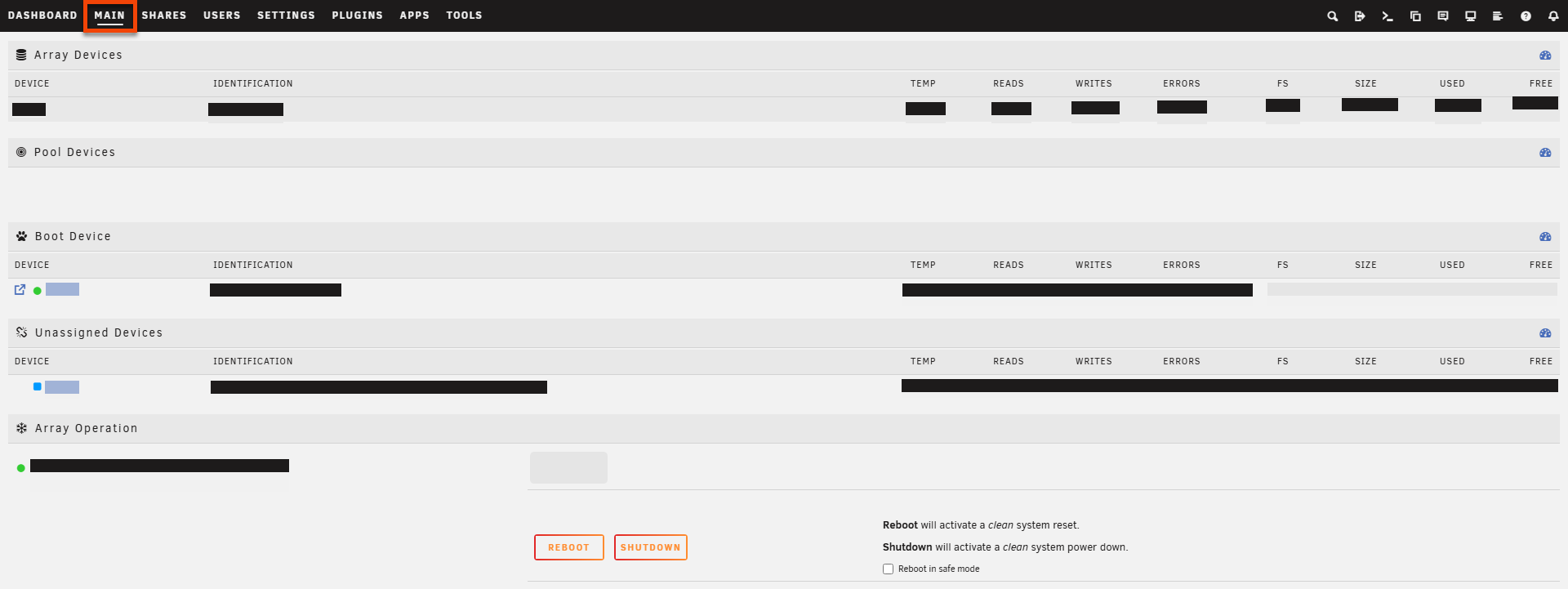 Main tab